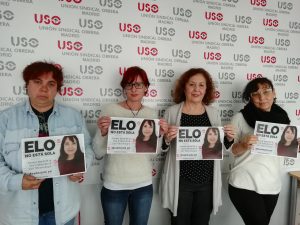 Compañeras de USO-Madrid y la secretaria general, Conchi Iniesta.