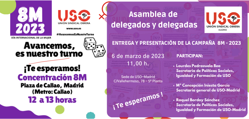 Presentación de la campaña 8M-2023 “Avancemos, es nuestro turno” en USO-Madrid