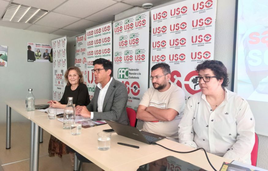 Los secretarios generales de USO y USO-Madrid presentan las campañas del 28-A y del Primero de Mayo