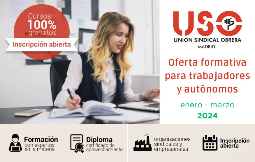 Oferta de cursos de formación sindical gratuitos para afiliados de USO-Madrid