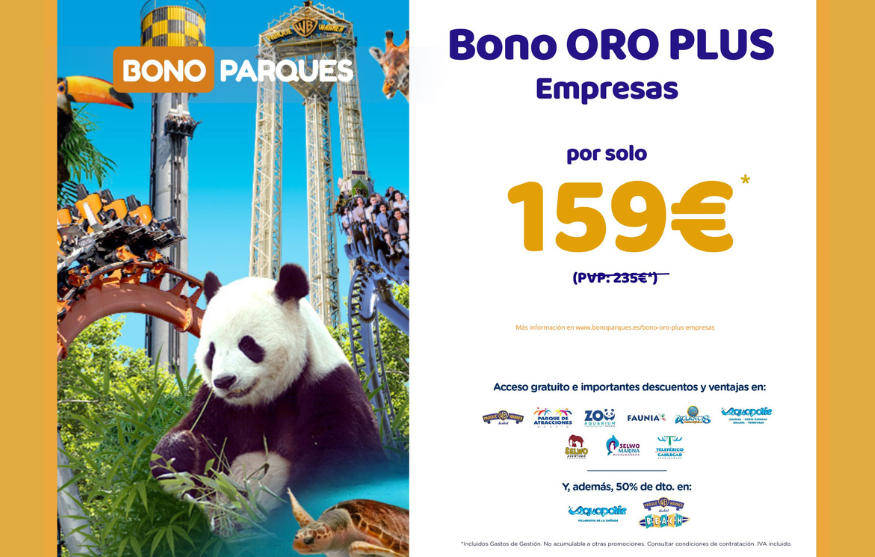 Bono Parques Oro Plus Empresas 2026: Ahórrate 76 € sobre la tarifa normal