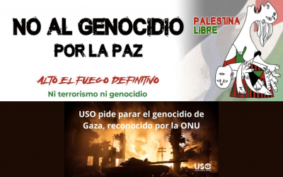 USO-Madrid se concentró para homenajear a los sanitarios y volvió a pedir el fin del genocidio en Gaza