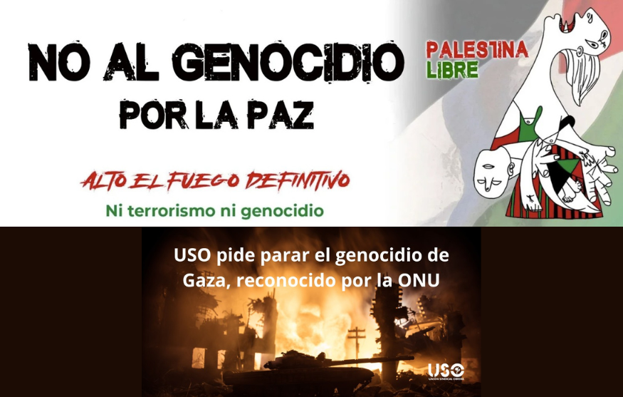 USO-Madrid se concentró para homenajear a los sanitarios y volvió a pedir el fin del genocidio en Gaza