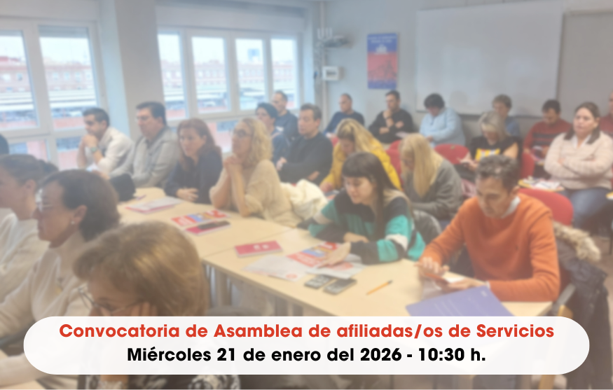 Convocatoria de Asamblea de afiliadas/os de Servicios (miércoles 21 de enero del 2026 - 10:30 h.)