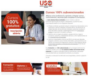 USO-Madrid: cursos 100% subvencionados