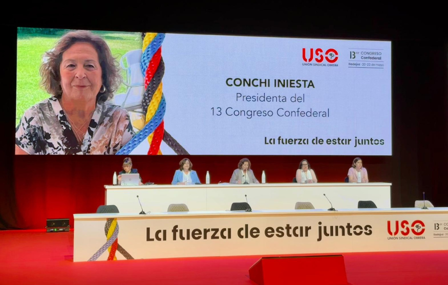 Conchi Iniesta preside el 13 Congreso Confederal de la USO y Joaquín Pérez es reelegido secretario general