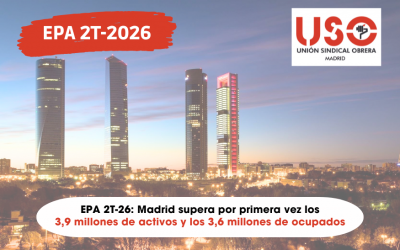 EPA 2T-26: Madrid supera por primera vez los 3,9 millones de activos y los 3,6 millones de ocupados